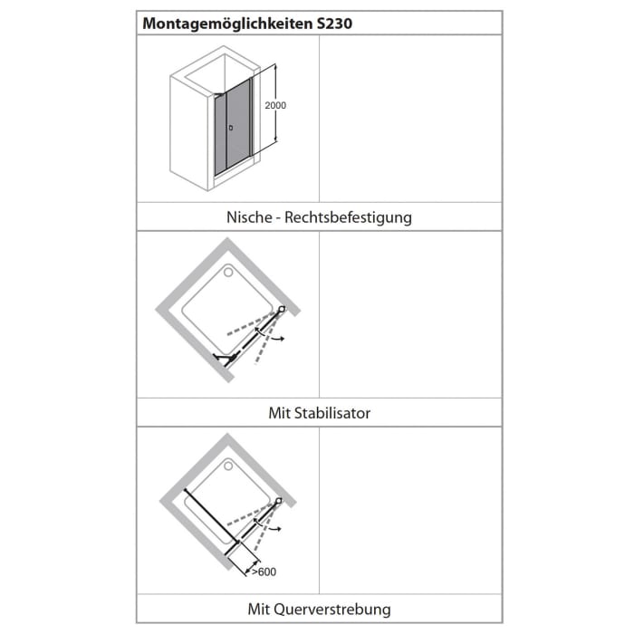 HÜPPE Solva teilgerahmt 4-Eck Schwingtür mit Nebenteil 70-120 x 120-200 cm, Glas mit Anti-Plaque, Rechtsbefestigung