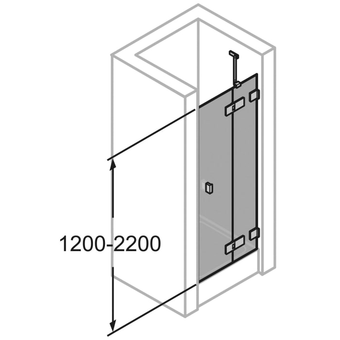 HÜPPE SolvaPro Schwingtür mit festem Segment in Nische 70-120 x 200,1-220 cm, ohne Anti-Plaque