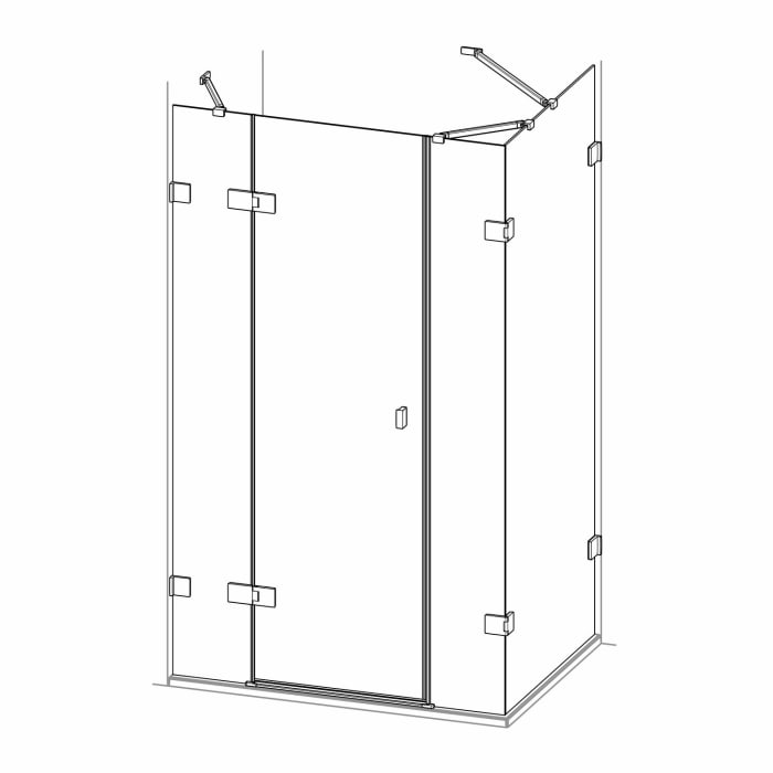 HÜPPE SolvaPro Schwingtür mit festem Segment mit Nebenteil und Seitenwand 120,1-330 x 120-200 cm, ohne Anti-Plaque