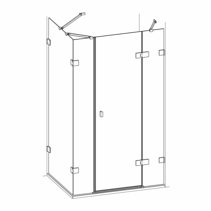 HÜPPE SolvaPro Schwingtür mit festem Segment mit Nebenteil und Seitenwand 90-120 x 120-200 cm, mit Anti-Plaque