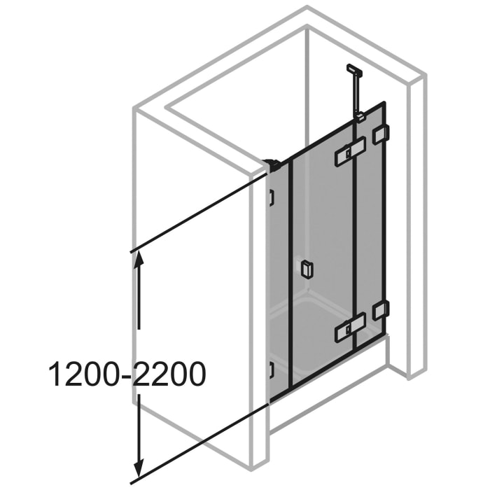 HÜPPE SolvaPro Schwingtür mit festem Segment und Nebenteil in Nische 150,1-330 x 120-200 cm, ohne Anti-Plaque
