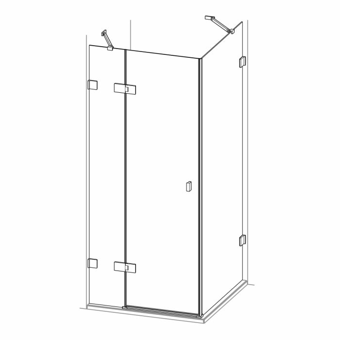 HÜPPE SolvaPro Schwingtür mit festem Segment und Seitenwand 120,1-150 x 200,1-220 cm, mit Anti-Plaque