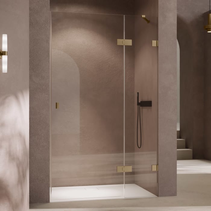 HÜPPE SolvaPro Schwingtür mit festem Segment in Nische 70-120 x 200,1-220 cm, ohne Anti-Plaque