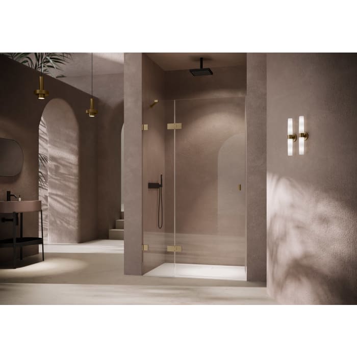 HÜPPE SolvaPro Schwingtür mit festem Segment in Nische 70-120 x 200,1-220 cm, ohne Anti-Plaque