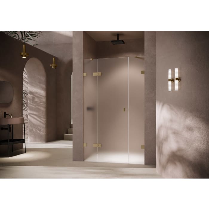 HÜPPE SolvaPro Schwingtür mit festem Segment und Nebenteil in Nische 110-150 x 200,1-220 cm, ohne Anti-Plaque