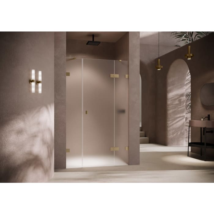 HÜPPE SolvaPro Schwingtür mit festem Segment und Nebenteil in Nische 110-150 x 200,1-220 cm, mit Anti-Plaque