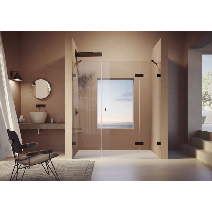 HÜPPE SolvaPro Schwingtür mit festem Segment und Nebenteil in Nische 150,1-330 x 200,1-220 cm, ohne Anti-Plaque