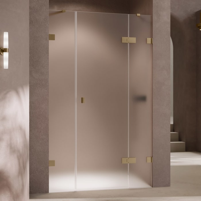 HÜPPE SolvaPro Schwingtür mit festem Segment und Nebenteil in Nische 110-150 x 120-200 cm, ohne Anti-Plaque