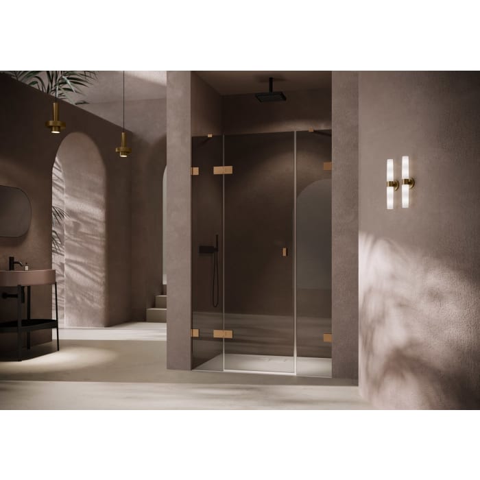 HÜPPE SolvaPro Schwingtür mit festem Segment und Nebenteil in Nische 150,1-330 x 200,1-220 cm, ohne Anti-Plaque