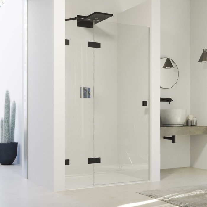 HÜPPE SolvaPro Schwingtür mit festem Segment in Nische 70-120 x 120-200 cm, ohne Anti-Plaque