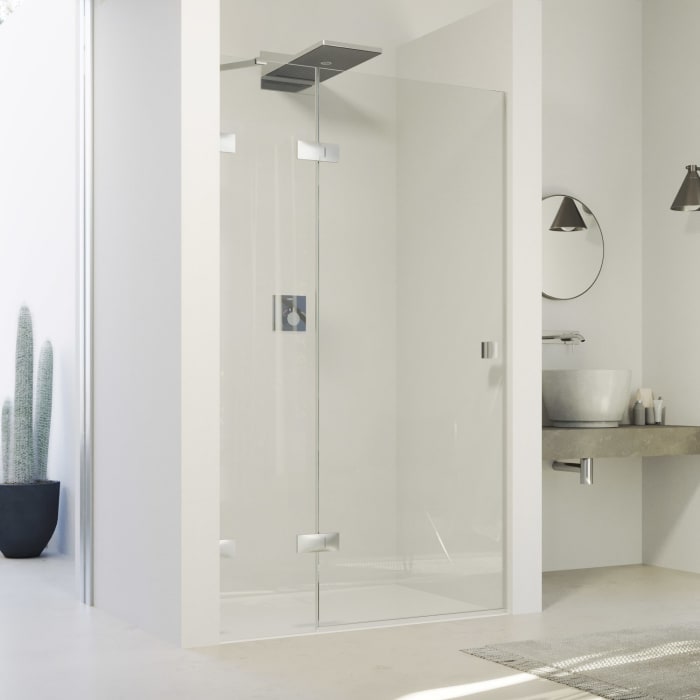 HÜPPE SolvaPro Schwingtür mit festem Segment in Nische 70-120 x 200,1-220 cm, ohne Anti-Plaque