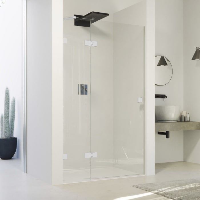 HÜPPE SolvaPro Schwingtür mit festem Segment in Nische 70-120 x 200,1-220 cm, ohne Anti-Plaque