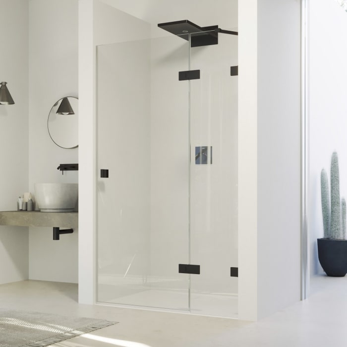 HÜPPE SolvaPro Schwingtür mit festem Segment in Nische 120,1-150 x 120-200 cm, ohne Anti-Plaque