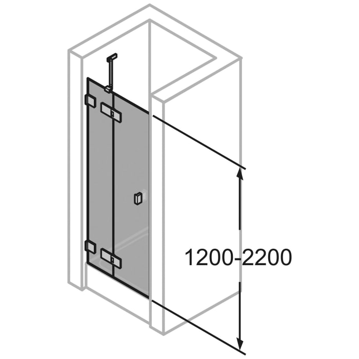 HÜPPE SolvaPro Schwingtür mit festem Segment in Nische 70-120 x 200,1-220 cm, mit Anti-Plaque
