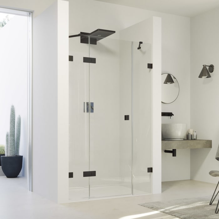 HÜPPE SolvaPro Schwingtür mit festem Segment und Nebenteil in Nische 150,1-330 x 200,1-220 cm, ohne Anti-Plaque