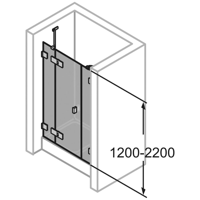 HÜPPE SolvaPro Schwingtür mit festem Segment und Nebenteil in Nische 110-150 x 120-200 cm, mit Anti-Plaque