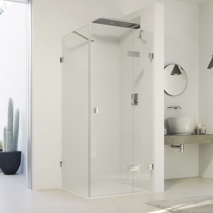 HÜPPE SolvaPro Schwingtür mit festem Segment und Seitenwand 120,1-150 x 120-200 cm, ohne Anti-Plaque