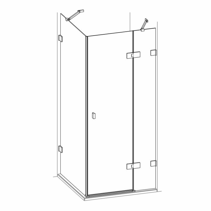 HÜPPE SolvaPro Schwingtür mit festem Segment und Seitenwand 120,1-150 x 120-200 cm, ohne Anti-Plaque