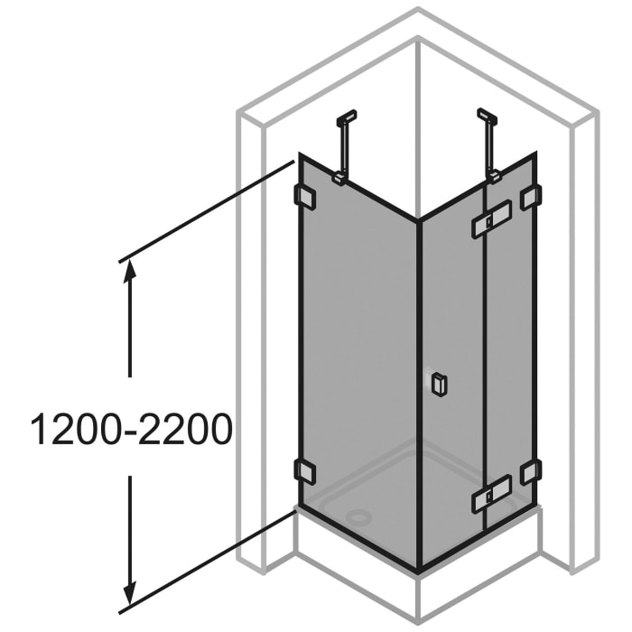 HÜPPE SolvaPro Schwingtür mit festem Segment und Seitenwand 70-120 x 200,1-220 cm, mit Anti-Plaque