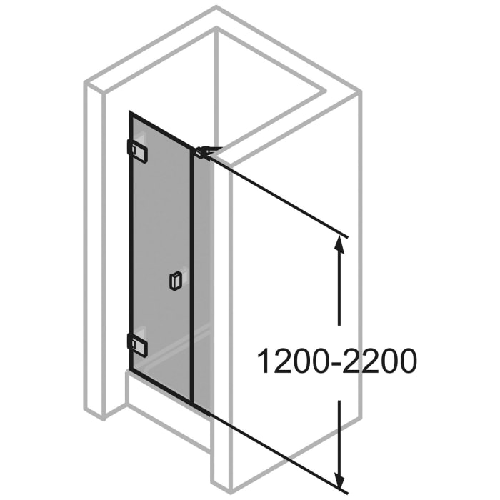 HÜPPE SolvaPro Schwingtür mit Nebenteil in Nische 120,1-270 x 200,1-220 cm, ohne Anti-Plaque