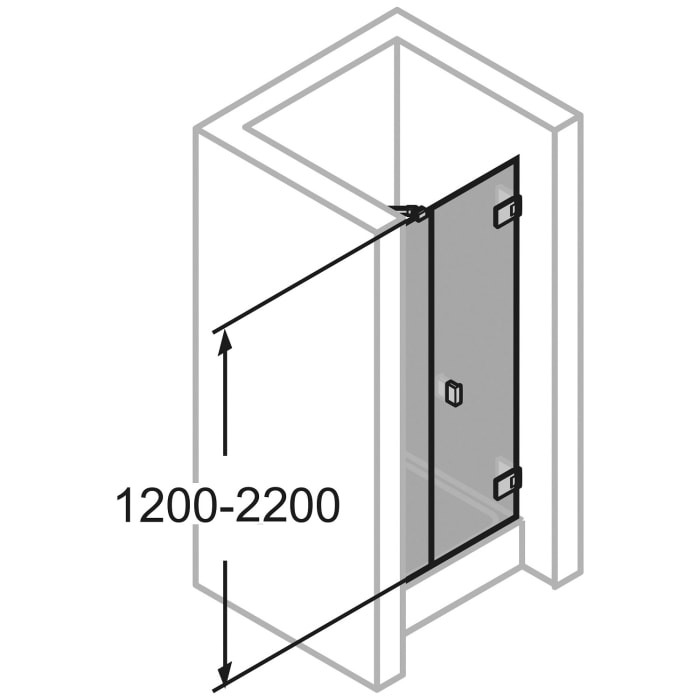 HÜPPE SolvaPro Schwingtür mit Nebenteil in Nische 70-120 x 200,1-220 cm, ohne Anti-Plaque