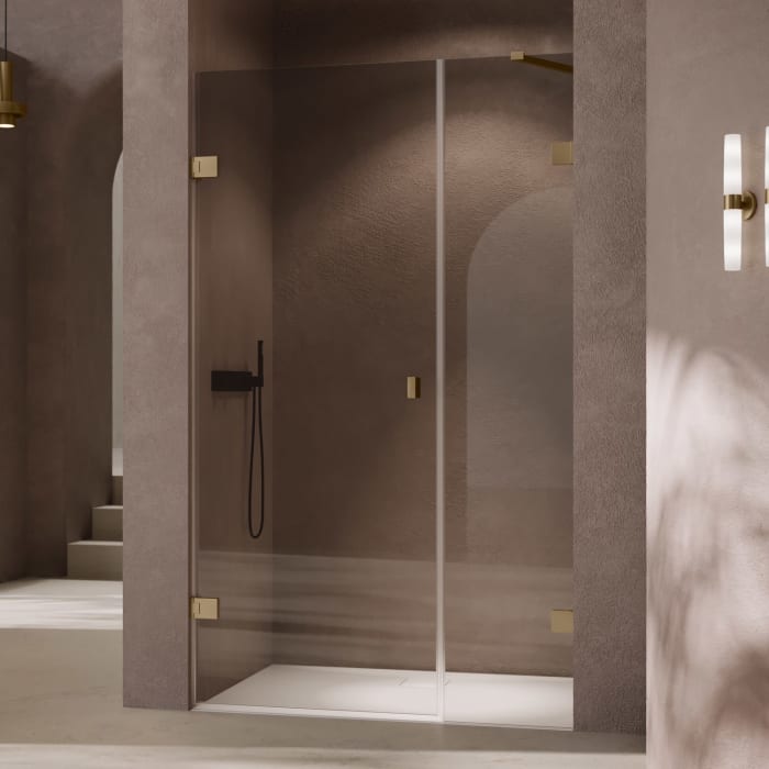 HÜPPE SolvaPro Schwingtür mit Nebenteil in Nische 120,1-270 x 200,1-220 cm, mit Anti-Plaque