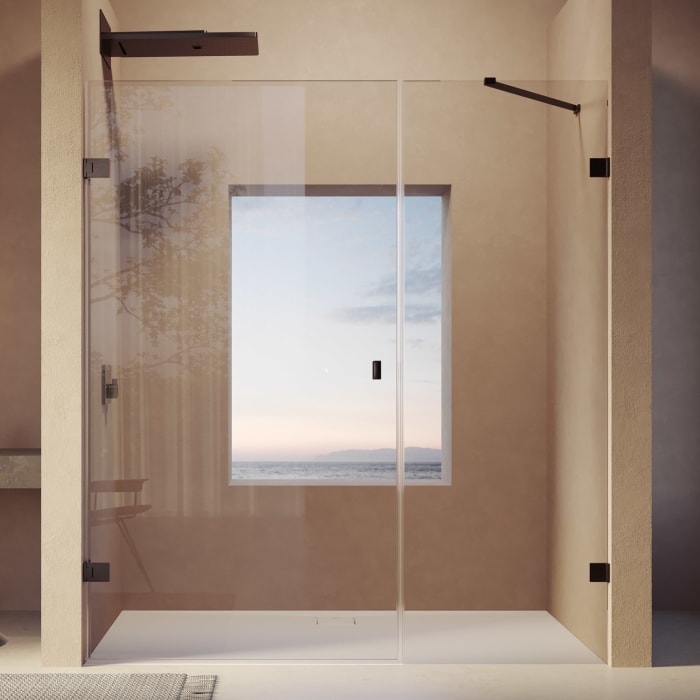 HÜPPE SolvaPro Schwingtür mit Nebenteil in Nische 120,1-270 x 200,1-220 cm, ohne Anti-Plaque