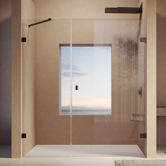HÜPPE SolvaPro Schwingtür mit Nebenteil in Nische 120,1-280 x 120-200 cm, mit Anti-Plaque