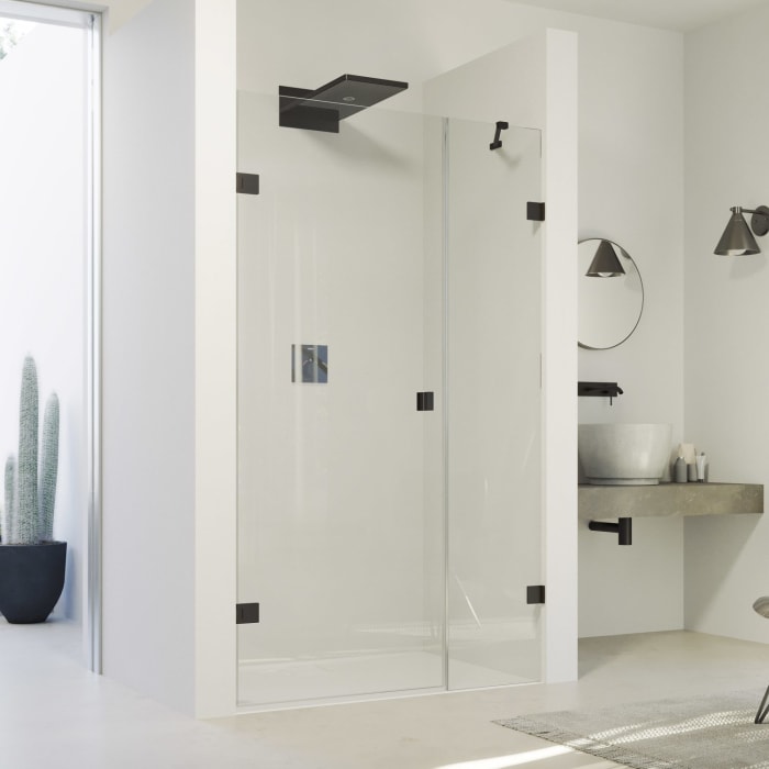 HÜPPE SolvaPro Schwingtür mit Nebenteil in Nische 120,1-270 x 200,1-220 cm, mit Anti-Plaque