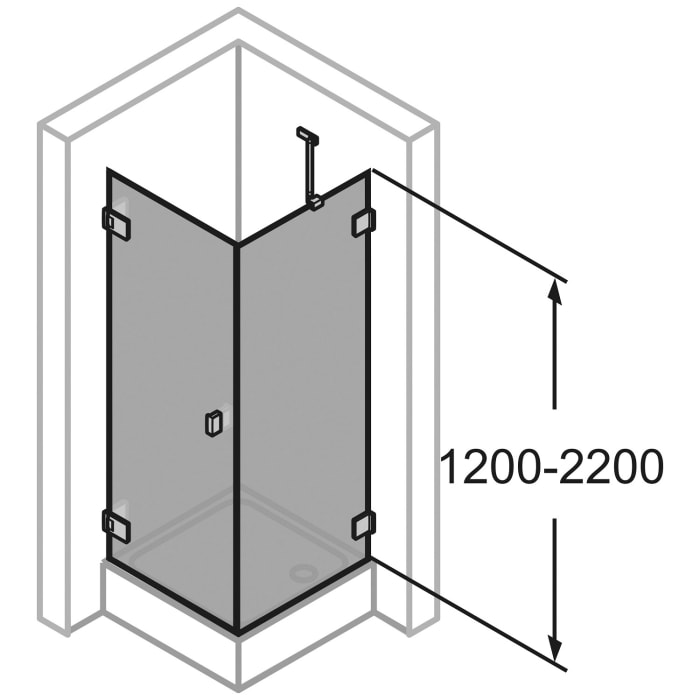 HÜPPE SolvaPro Schwingtür mit Seitenwand 50-100 x 120-200 cm, ohne Anti-Plaque