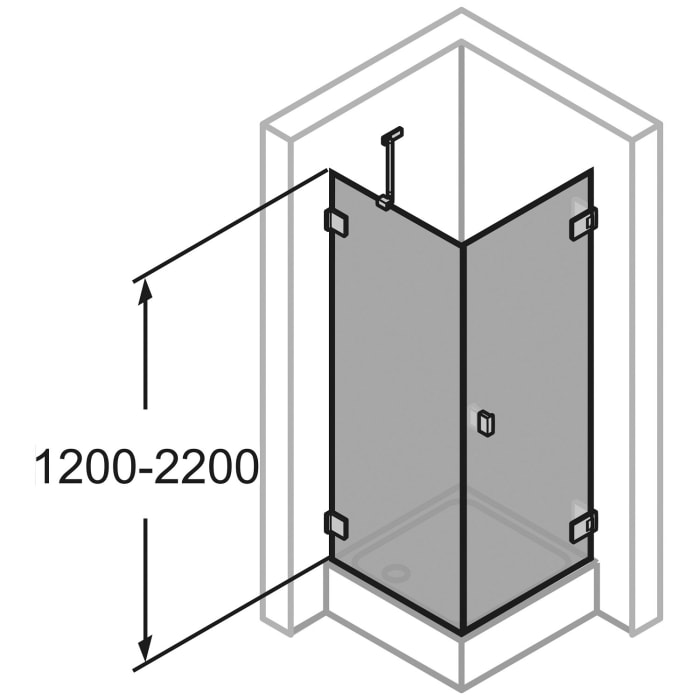 HÜPPE SolvaPro Schwingtür mit Seitenwand 50-100 x 120-200 cm, mit Anti-Plaque