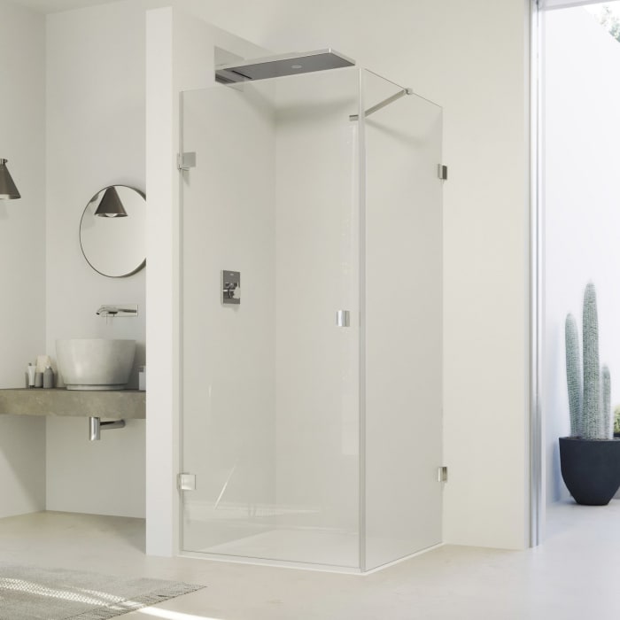 HÜPPE SolvaPro Schwingtür mit Seitenwand 50-90 x 200,1-220 cm, mit Anti-Plaque