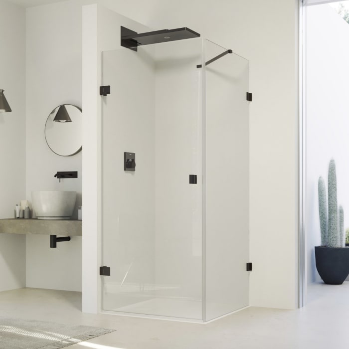 HÜPPE SolvaPro Schwingtür mit Seitenwand 50-90 x 200,1-220 cm, mit Anti-Plaque