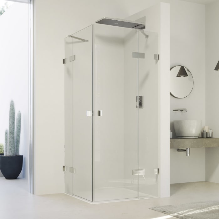 HÜPPE SolvaPro Schwingtüreckeinstieg mit festen Segmenten 120,1-150 x 200,1-220 cm, mit Anti-Plaque