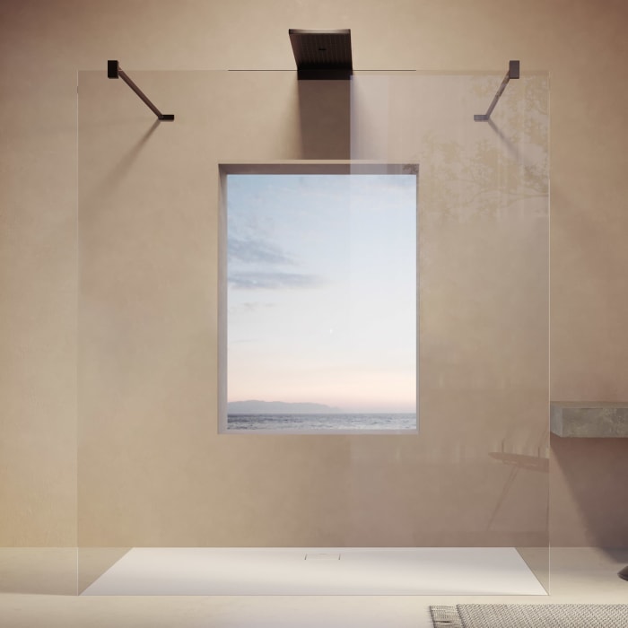 HÜPPE SolvaPro Seitenwand freistehend 120,1-180 x 200,1-220 cm, mit Anti-Plaque