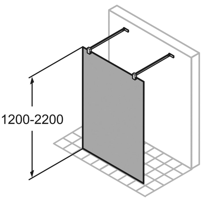 HÜPPE SolvaPro Seitenwand freistehend 30-120 x 120-200 cm, mit Anti-Plaque