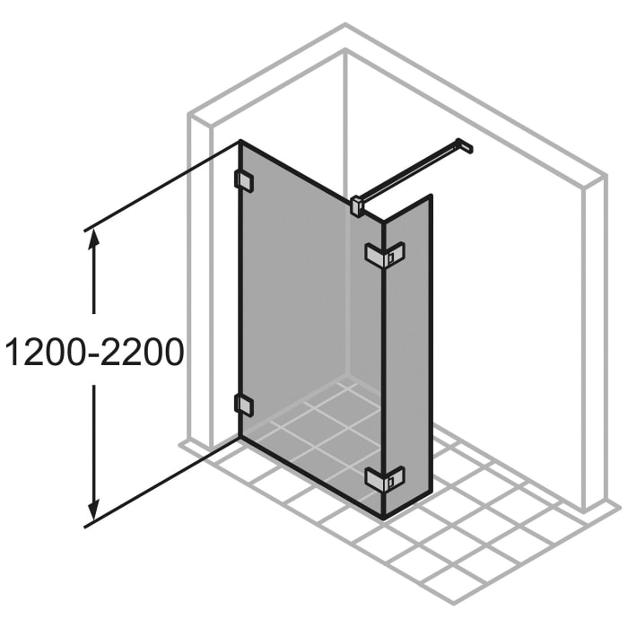 HÜPPE SolvaPro Seitenwand mit beweglichem Segment 20-120 x 200,1-220 cm, ohne Anti-Plaque