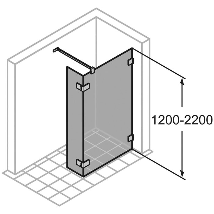 HÜPPE SolvaPro Seitenwand mit beweglichem Segment 20-120 x 200,1-220 cm, ohne Anti-Plaque