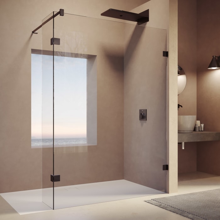 HÜPPE SolvaPro Seitenwand mit beweglichem Segment 20-120 x 200,1-220 cm, mit Anti-Plaque