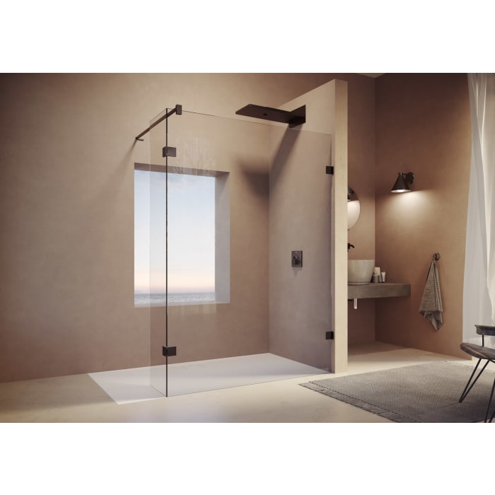 HÜPPE SolvaPro Seitenwand mit beweglichem Segment 120,1-180 x 120-200 cm, mit Anti-Plaque