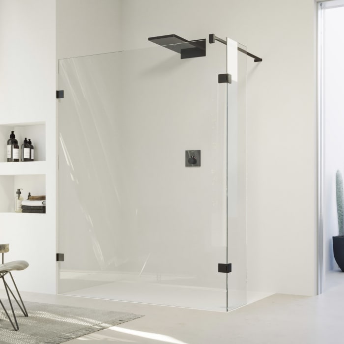 HÜPPE SolvaPro Seitenwand mit beweglichem Segment 120,1-180 x 120-200 cm, ohne Anti-Plaque