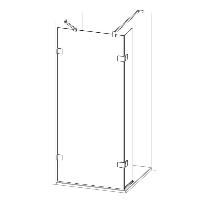 HÜPPE SolvaPro Seitenwand mit beweglichem Segment 120,1-180 x 200,1-220 cm, ohne Anti-Plaque