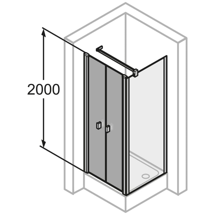 HÜPPE SolvaPro Pendeltür für Seitenwand 100 x 200 cm, ohne Anti-Plaque
