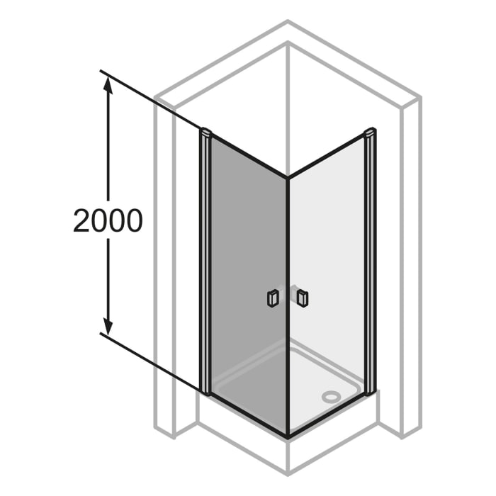 HÜPPE SolvaPro Schwingtür für Eckeinstieg (1/2) 90 x 200 cm, mit Anti-Plaque
