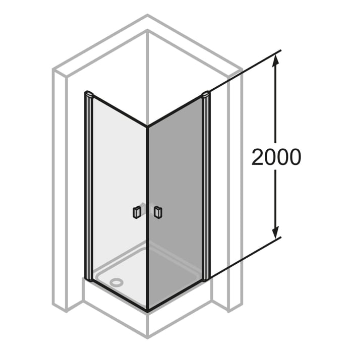 HÜPPE SolvaPro Schwingtür für Eckeinstieg (1/2) 50-100 x 120-200 cm, mit Anti-Plaque