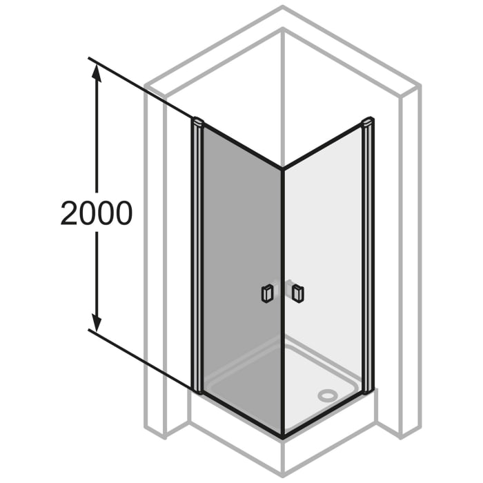 HÜPPE SolvaPro Schwingtür für Eckeinstieg (1/2) 100 x 200 cm, ohne Anti-Plaque