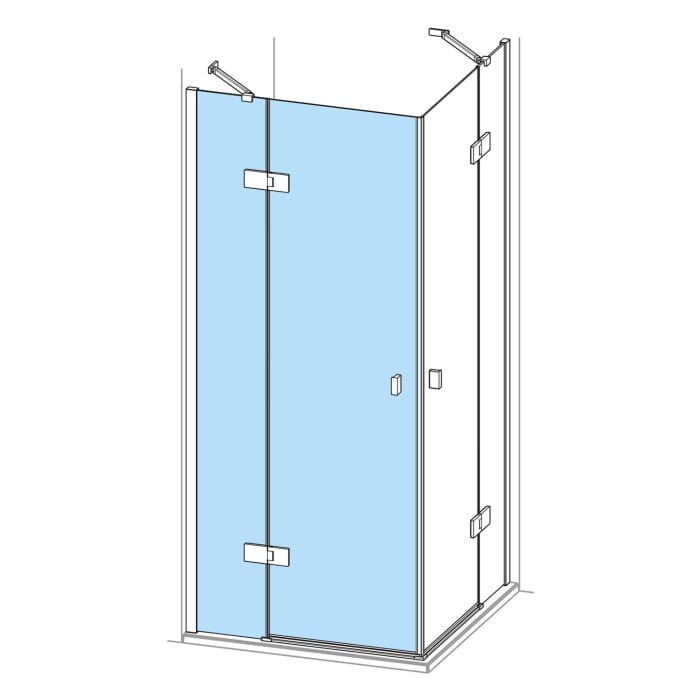HÜPPE SolvaPro Schwingtür mit festem Segment für Eckeinstieg (1/2) 120,1-150 x 200,1-220 cm, ohne Anti-Plaque