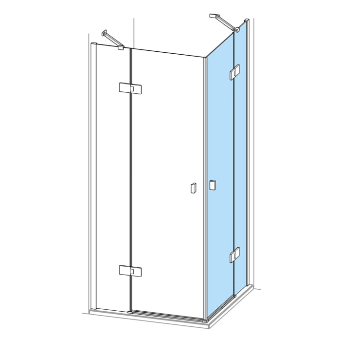 HÜPPE SolvaPro Schwingtür mit festem Segment für Eckeinstieg (1/2) 80 x 200 cm, ohne Anti-Plaque