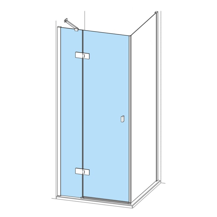 HÜPPE SolvaPro Schwingtür mit festem Segment für Seitenwand und Nische 120,1-150 x 200,1-220 cm, ohne Anti-Plaque