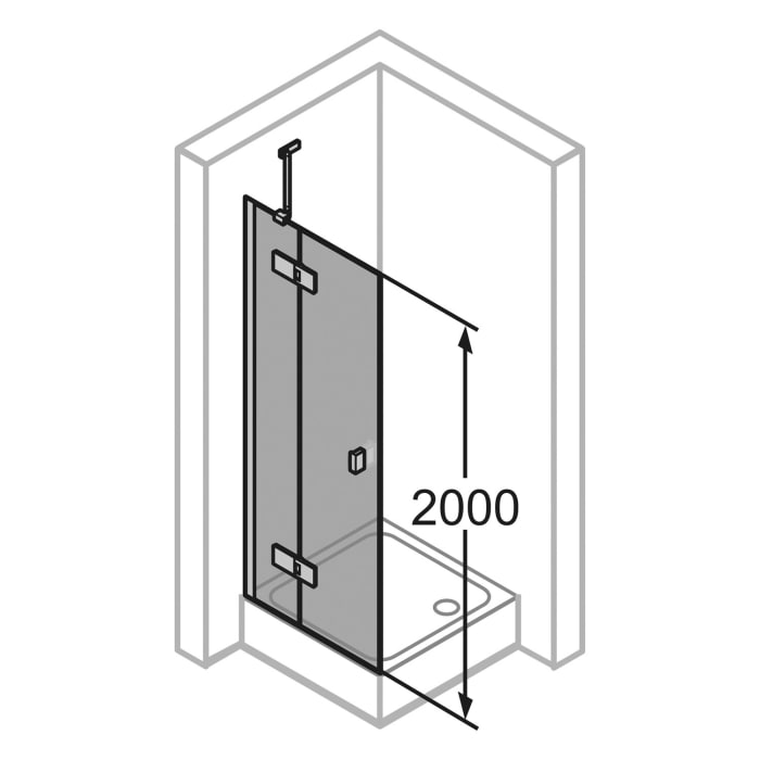 HÜPPE SolvaPro Schwingtür mit festem Segment für Seitenwand und Nische 70-120 x 120-200 cm, ohne Anti-Plaque